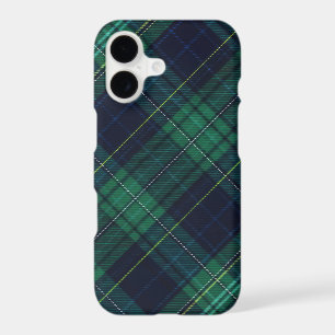 Diagonal Green and Blue Tartan Plaid