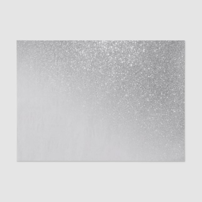 Diagonal Grey Silver Glitter Gradient Ombre Tissue Paper (Front)