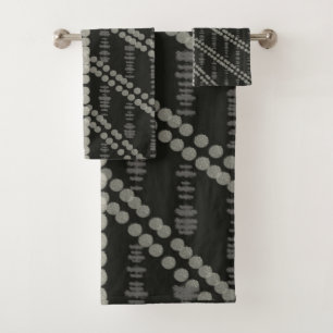 Diagonal Horizontal Vertical Grayish Spotted Dots Bath Towel Set