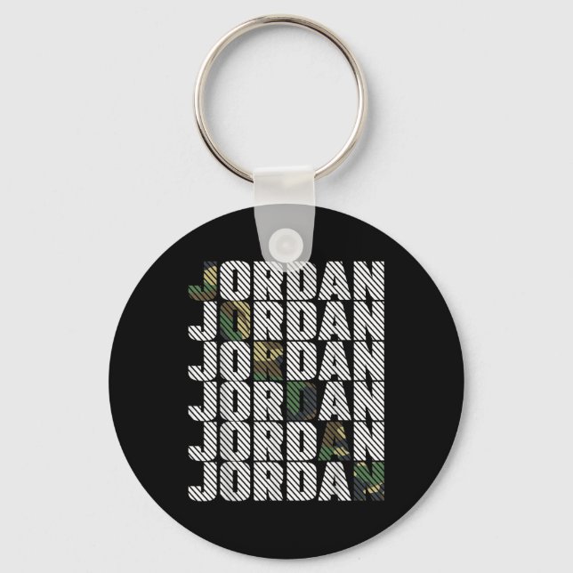 Diagonal Jordan Camo Pattern Green Camouflage  Key Ring (Front)