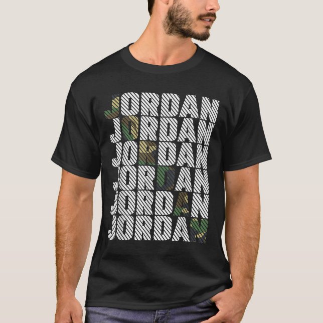 Diagonal Jordan Camo Pattern Green Camouflage  T-Shirt (Front)