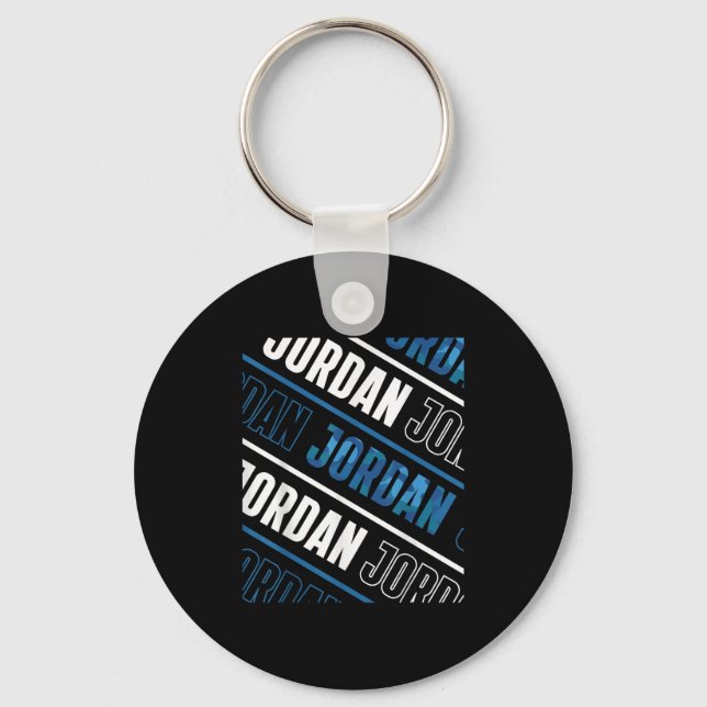 Diagonal Jordan Pattern Camo Pattern Blue Camoufla Key Ring (Front)