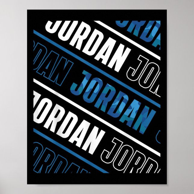 Diagonal Jordan Pattern Camo Pattern Blue Camoufla Poster (Front)