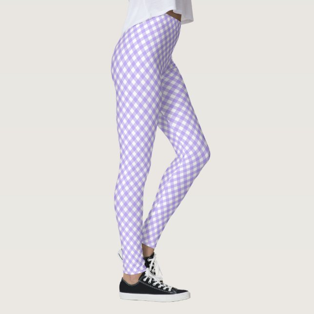 Diagonal Lavender and White Chequerboard Leggings (Right)