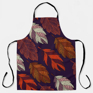 Diagonal Leaves: Hand-Drawn Vintage Pattern Apron