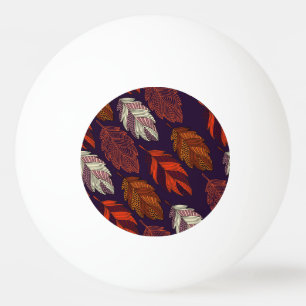 Diagonal Leaves: Hand-Drawn Vintage Pattern Ping Pong Ball