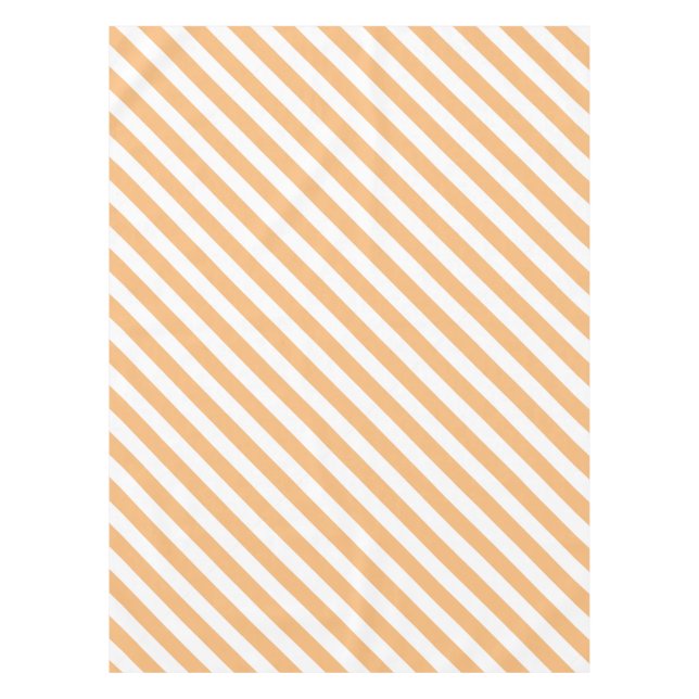 Diagonal Light Orange and White Striped  Tablecloth (Front)