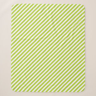 Diagonal lime green and white stripes pattern sherpa blanket