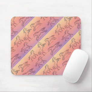 Diagonal Line Art Horse Pattern Galloping Horses Mouse Mat