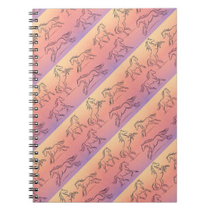 Diagonal Line Art Horse Pattern Galloping Horses Notebook