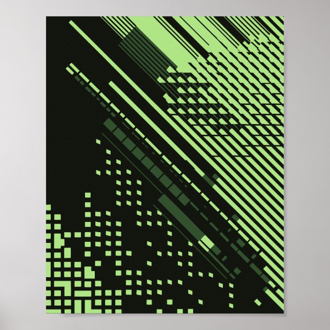 Diagonal Lines and Squares Grid Design Poster (Front)