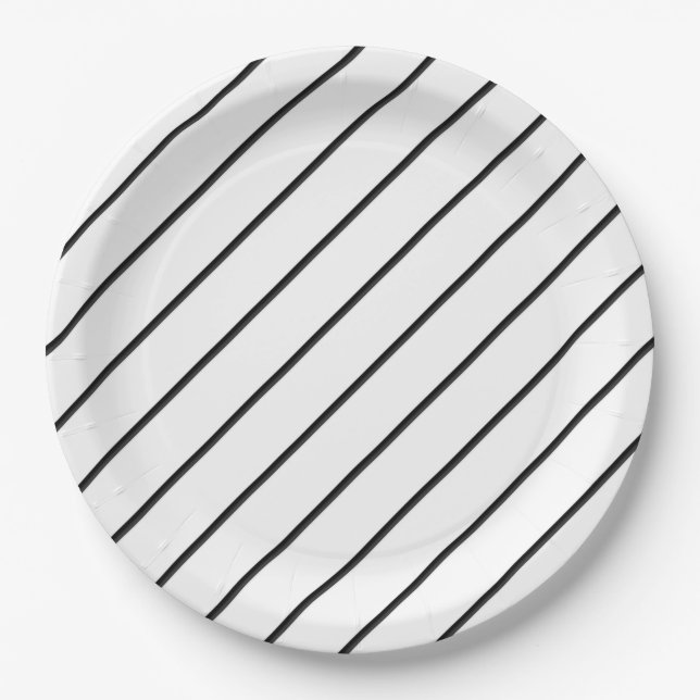 Diagonal Lines (black) Paper Plates (Front)