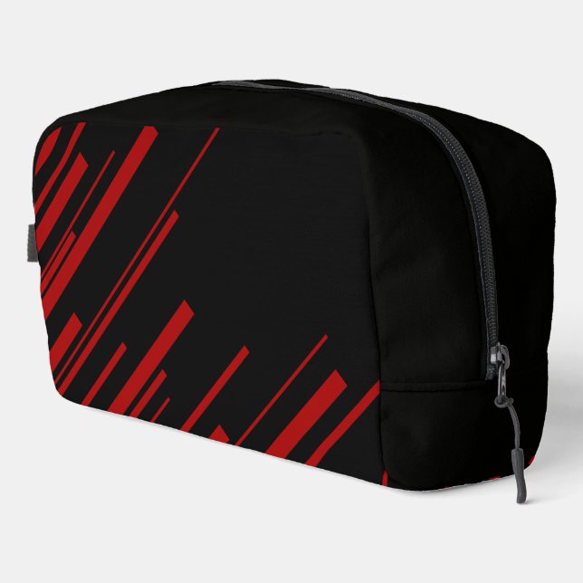 Diagonal Lines in Red and Black Dopp Kit (Right Corner)