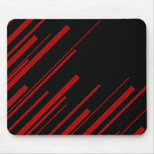 Diagonal Lines in Red and Black Mouse Mat