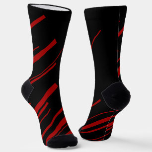 Diagonal Lines in Red and Black Socks