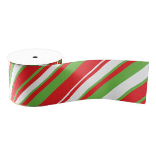 Diagonal lines pattern Christmas Grosgrain Ribbon