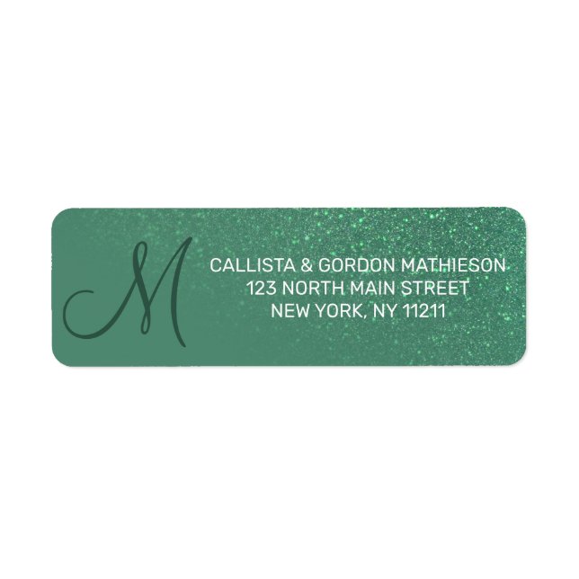 Diagonal Mermaid Green Glitter Gradient Monogram (Front)