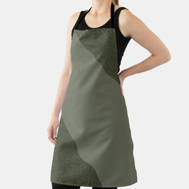 Diagonal Moss Green Speckled Apron (Insitu)