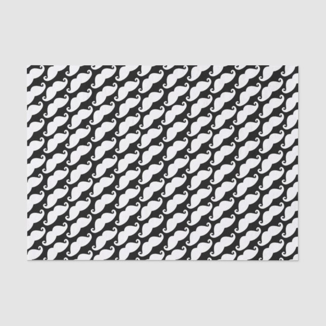 Diagonal Moustache Pattern White and Black Tissue Paper (Front)