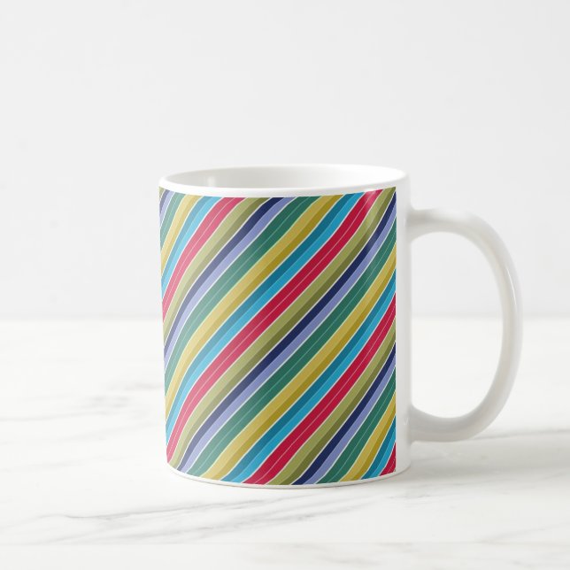 Diagonal Multi-Coloured Stylish Striped Coffee Mug (Right)