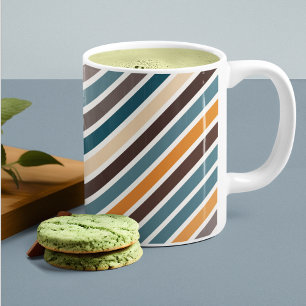 Diagonal Multicolor Stripes Coffee Mug