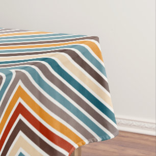 Diagonal Multicolor Stripes Tablecloth