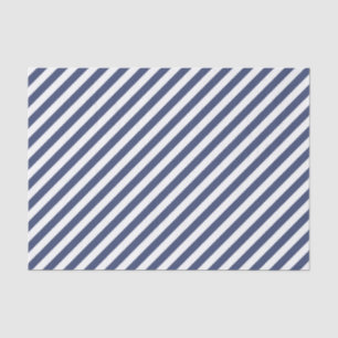 Diagonal navy blue and white stripes pattern tissue paper