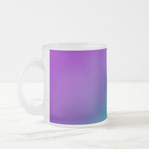 Diagonal Ombre Purple Green Frosted Glass Coffee Mug