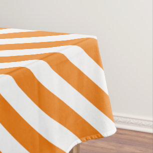 Diagonal Orange and White Striped  Tablecloth