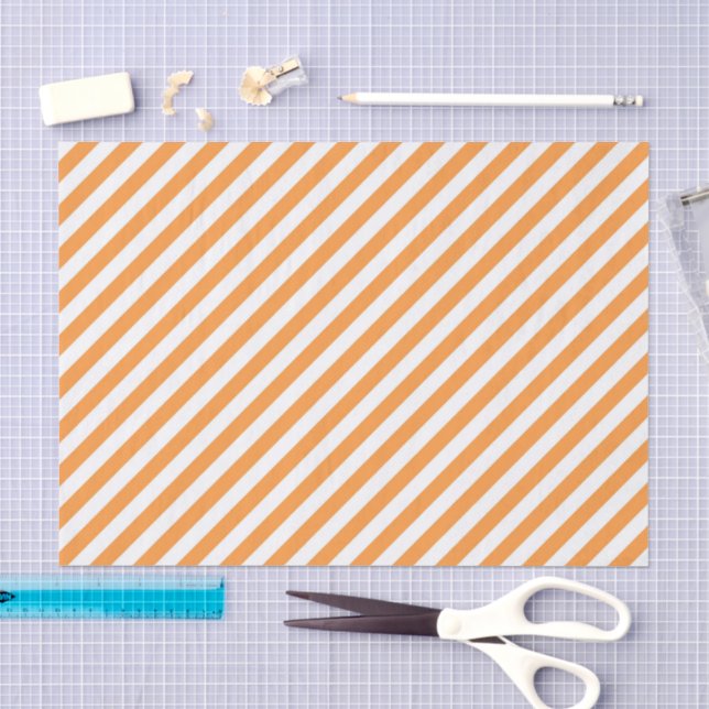 Diagonal orange and white stripes pattern tissue paper (Craft)