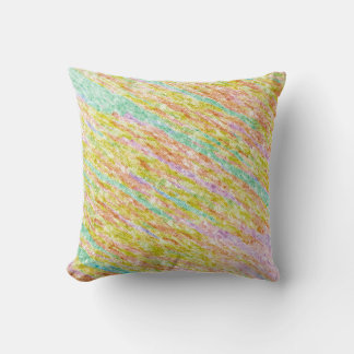 Diagonal Pastel Rainbow Scribbles 2 Cushion