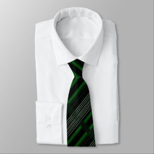 Diagonal Pattern Green Stripped Neck Tie