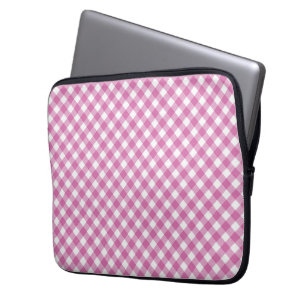 Diagonal Pink and White Gingham  Laptop Sleeve