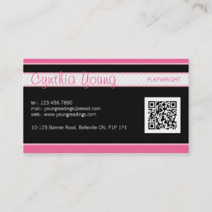 Diagonal Pinstripe - Pink Business Card