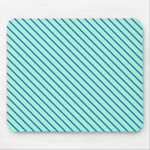 Diagonal pinstripes - aqua and navy mouse mat