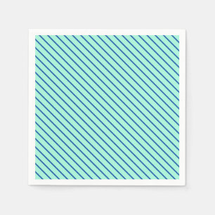 Diagonal pinstripes - aqua  and navy napkin
