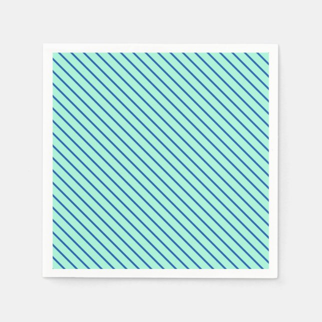 Diagonal pinstripes - aqua  and navy napkin (Front)