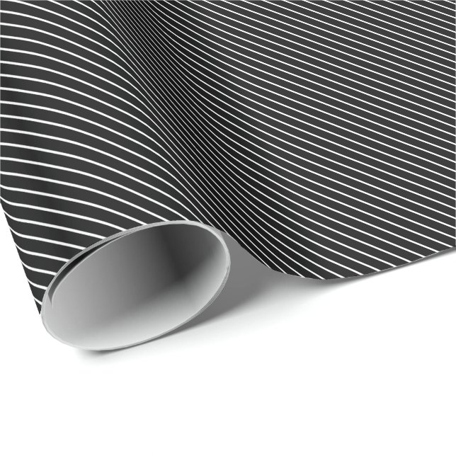 Diagonal pinstripes - black and white wrapping paper (Roll Corner)