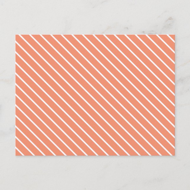 Diagonal pinstripes - coral orange and white postcard (Front)