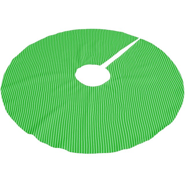 Diagonal pinstripes - emerald green and white brushed polyester tree skirt (Angled)