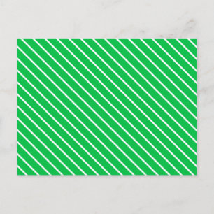 Diagonal pinstripes - emerald green and white postcard