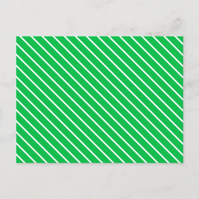 Diagonal pinstripes - emerald green and white postcard (Front)