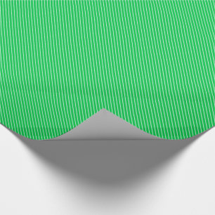 Diagonal pinstripes - emerald green and white wrapping paper