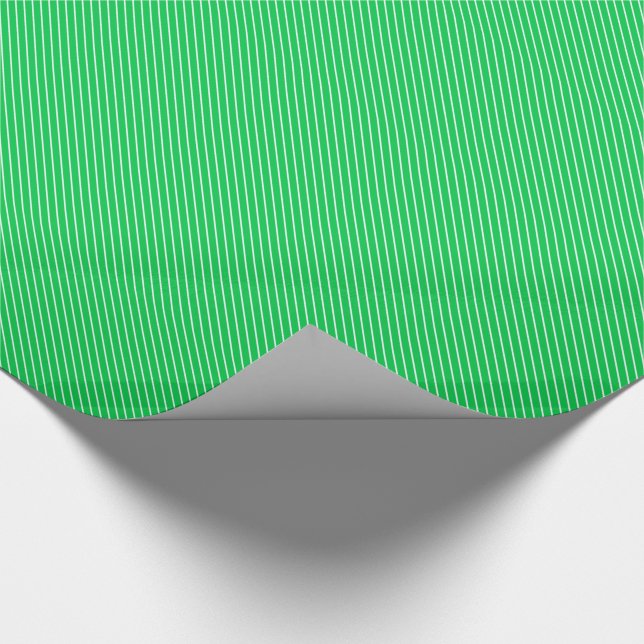 Diagonal pinstripes - emerald green and white wrapping paper (Corner)