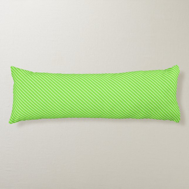 Diagonal pinstripes - lime green and white body cushion (Front)