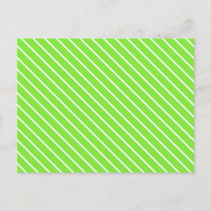 Diagonal pinstripes - lime green and white postcard
