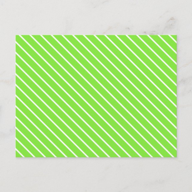 Diagonal pinstripes - lime green and white postcard (Front)