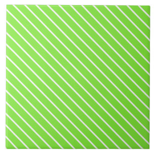 Diagonal pinstripes - lime green and white tile