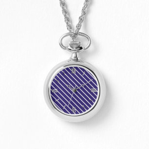 Diagonal pinstripes - navy blue and white watch
