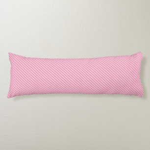 Diagonal pinstripes - shell pink and white body cushion